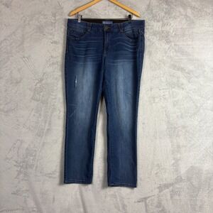 Democracy Womens Absolution Straight Leg Jeans Dark Wash Blue Size 16 Comfy